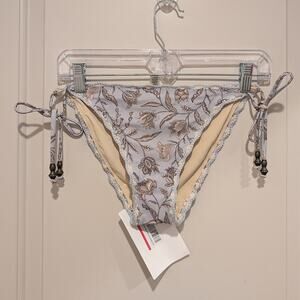 Tigerlily Floral Bikini Bottom with Tie Sides Pearl Blue Medium